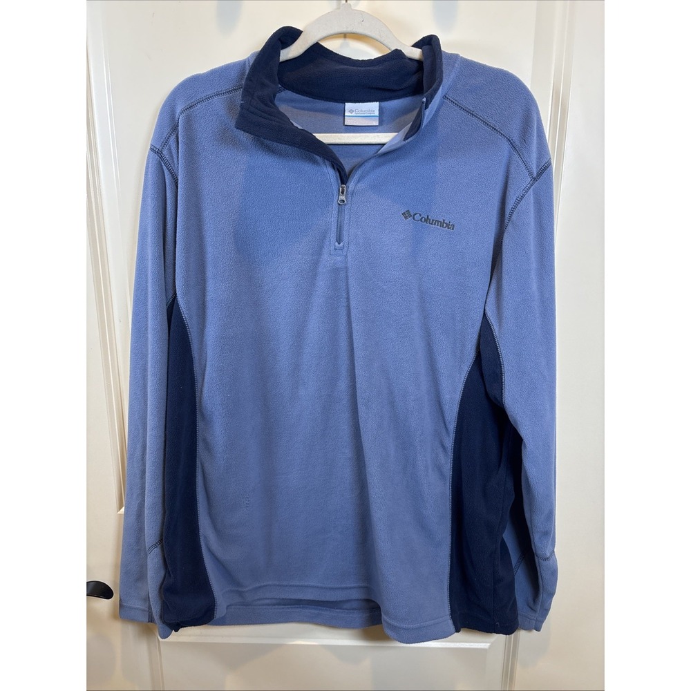 Columbia Fleece Pullover Blue Men Size Large 1/4 Zip Activewear Hiking Outdoors
